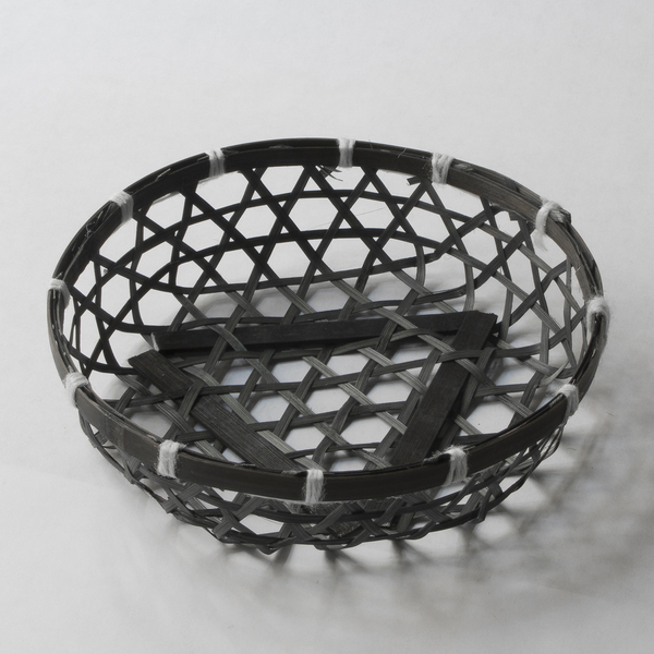 Woven Wood Basket in Black - Set of 3